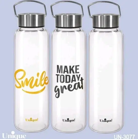 بطری آب شیشه ای با درب استیل دسته دار 1030 میل