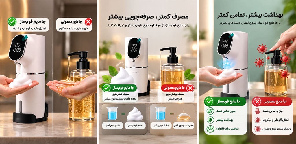 The difference between a foam soap dispenser and a standard soap dispenser